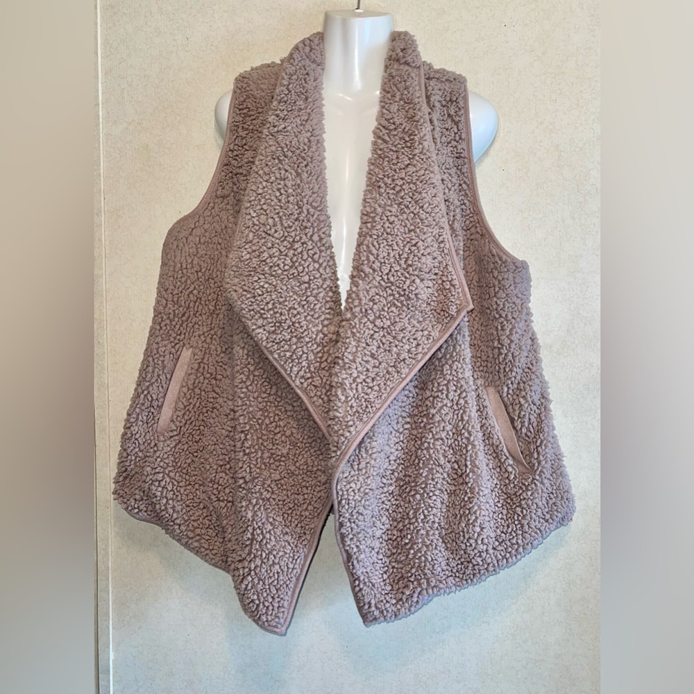 HARPER HERITAGE Cozy Tan Teddy Jacket with Waterfall Collar